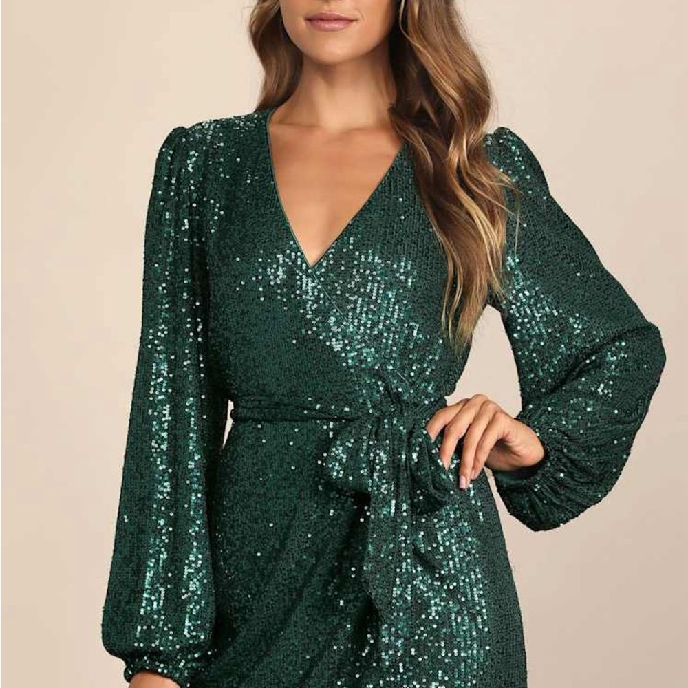 Francesca's Collections Teal Sequin Dress